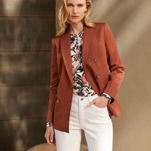Nine West Brown Blazer Tailored Suit Jacket